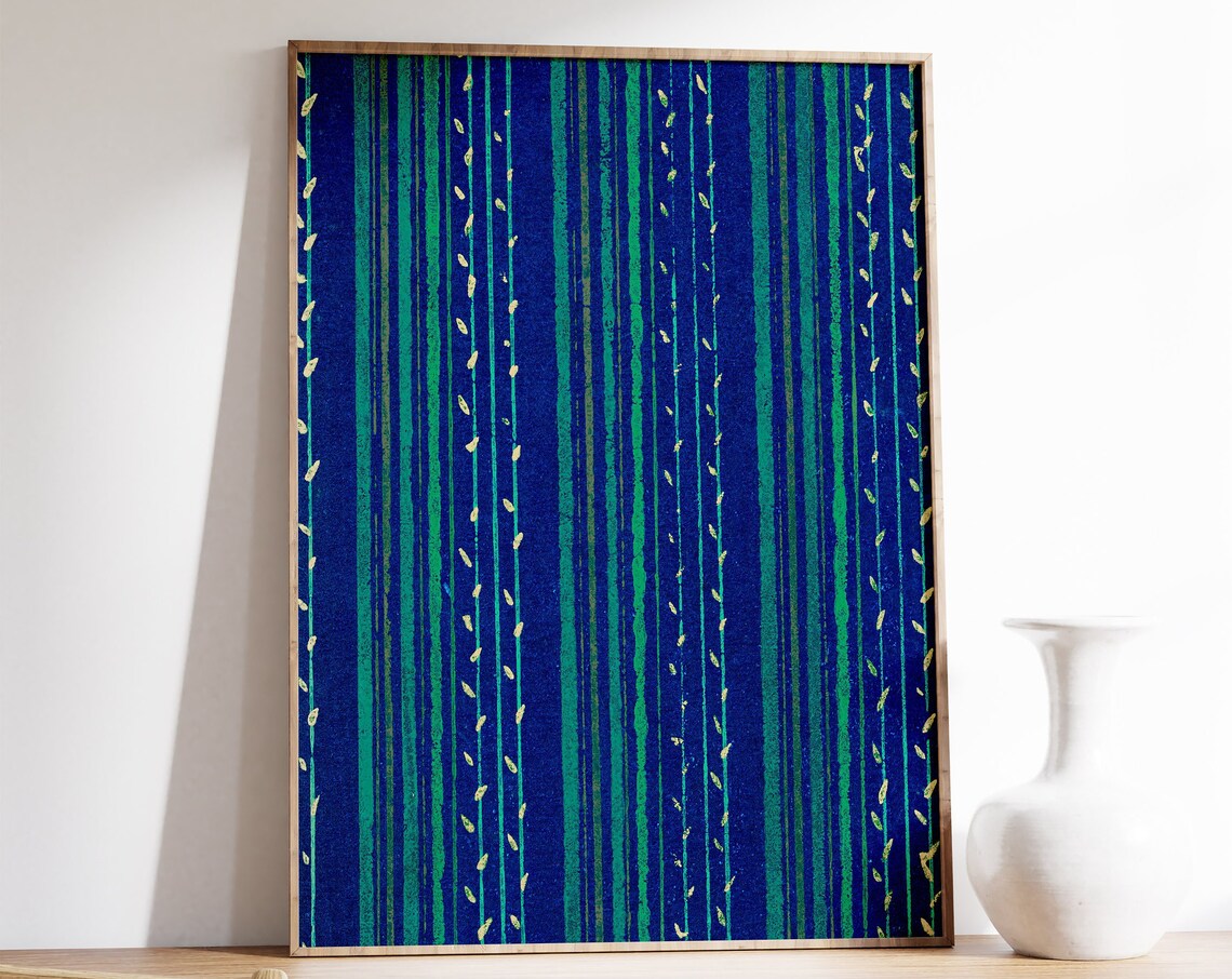 Japanese Abstract Woodblock Art Print, Shima Textile