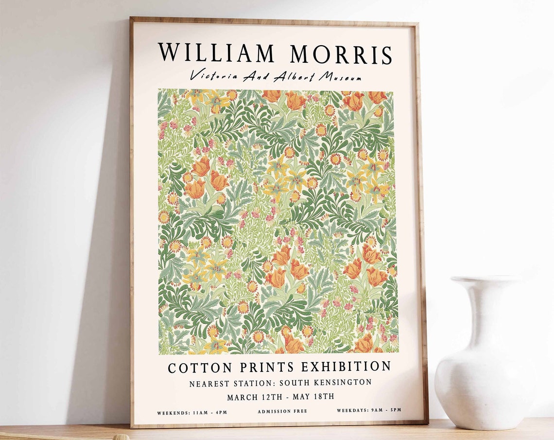 William Morris Orange Tulip Cotton Prints Exhibition Art Poster