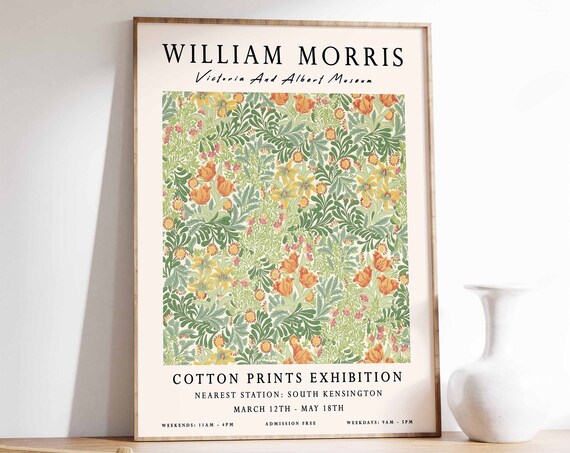William Morris Orange Tulip Cotton Prints Exhibition Art Poster