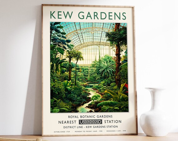 Kew Gardens London Botanical Travel Poster Print