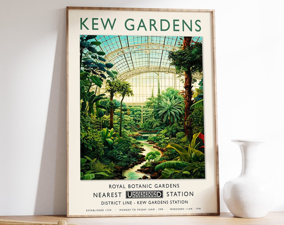 Kew Gardens London Botanical Travel Poster Print