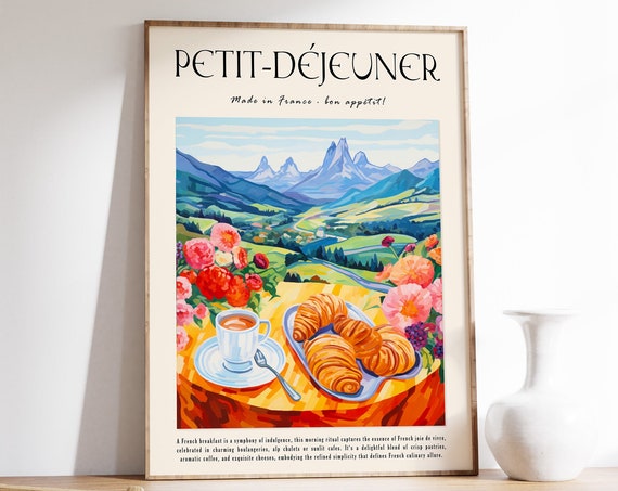 French Coffee Poster, Retro Kitchen Art Print