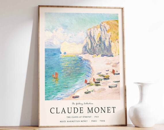 Claude Monet Poster The Cliffs At Etretat Monet Print Expressionist Art Vintage French Home Decor Floral Wall Art Floral Decor