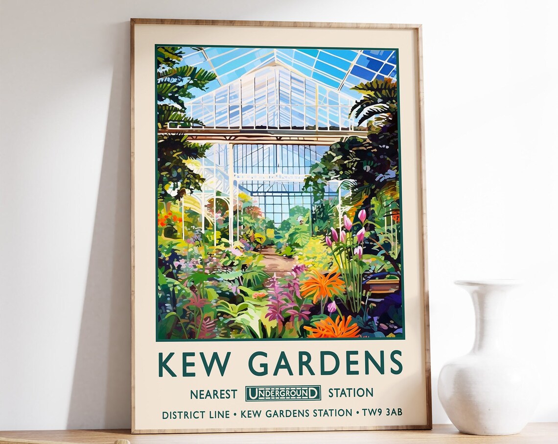 Kew Gardens London Botanical Gardens Travel Poster