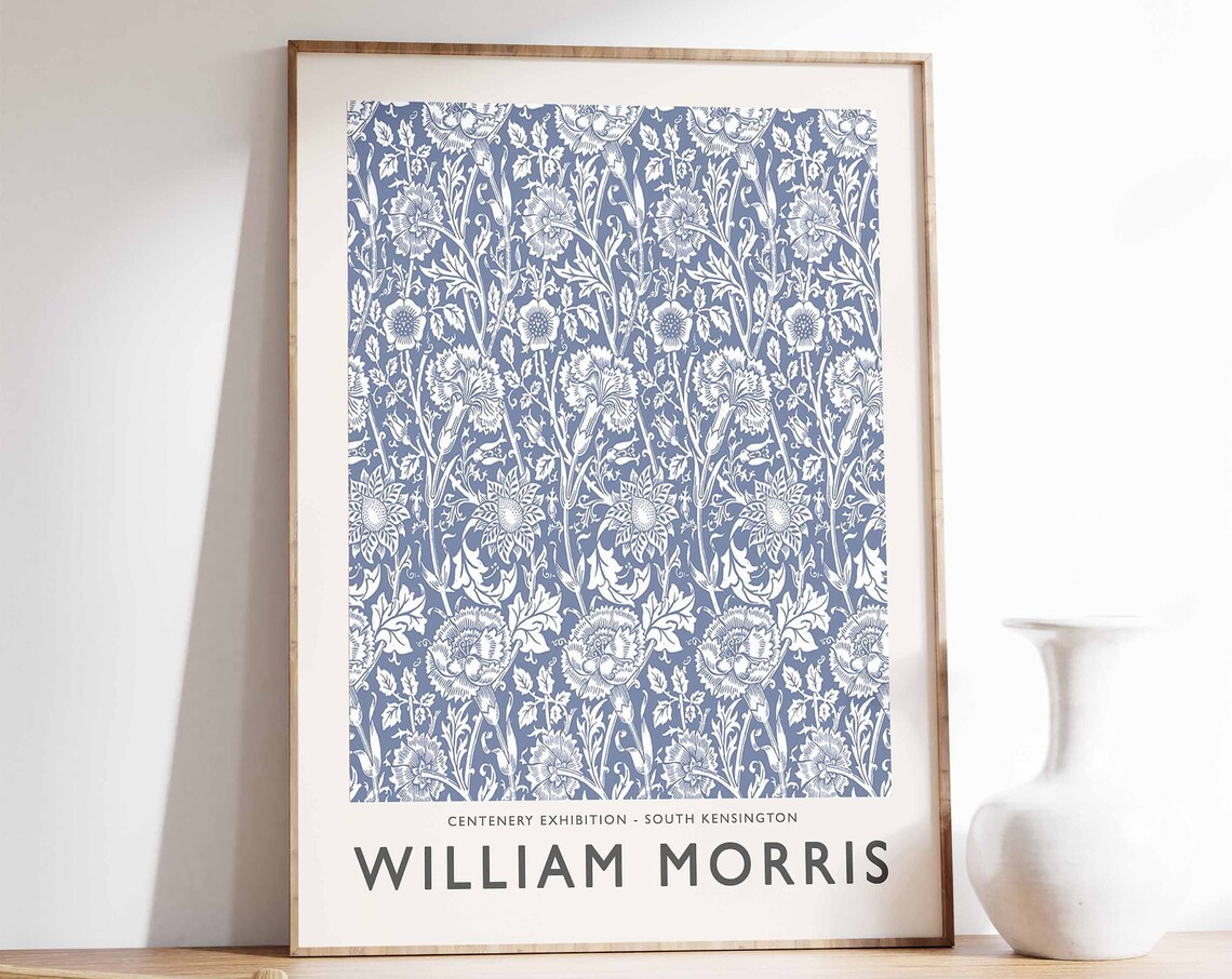 William Morris Blue Floral Exhibition Art Print