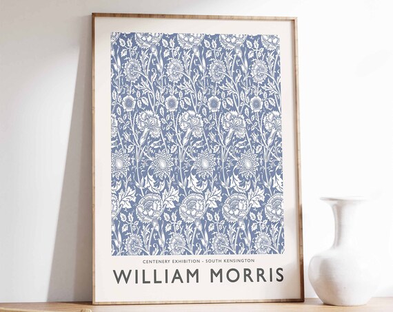 William Morris Blue Floral Exhibition Art Print