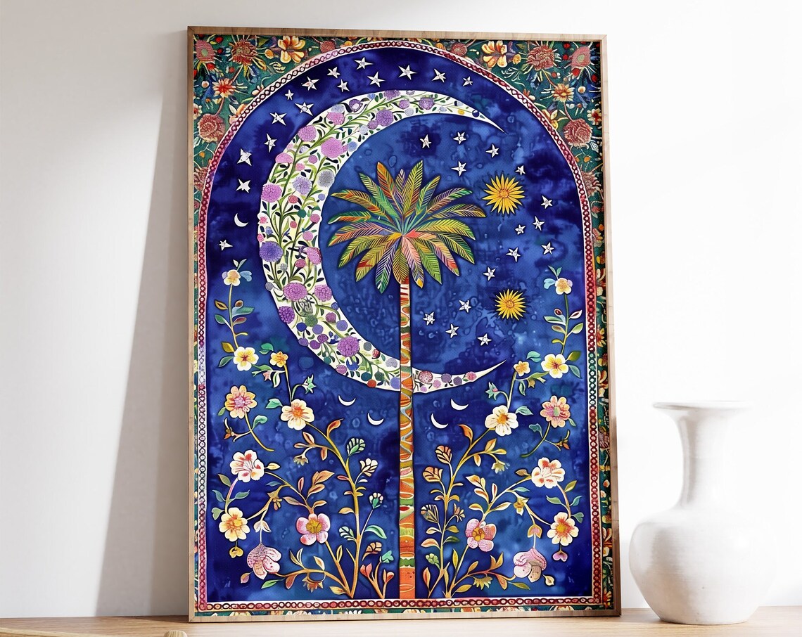 Islamic Floral Art Poster, Middle Eastern Decor