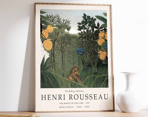 Henri Rousseau Poster The Repast Of The Lion Henri Rousseau Print Jungle Art Jungle Print Botanical Decor Floral Wall Art Floral Gift