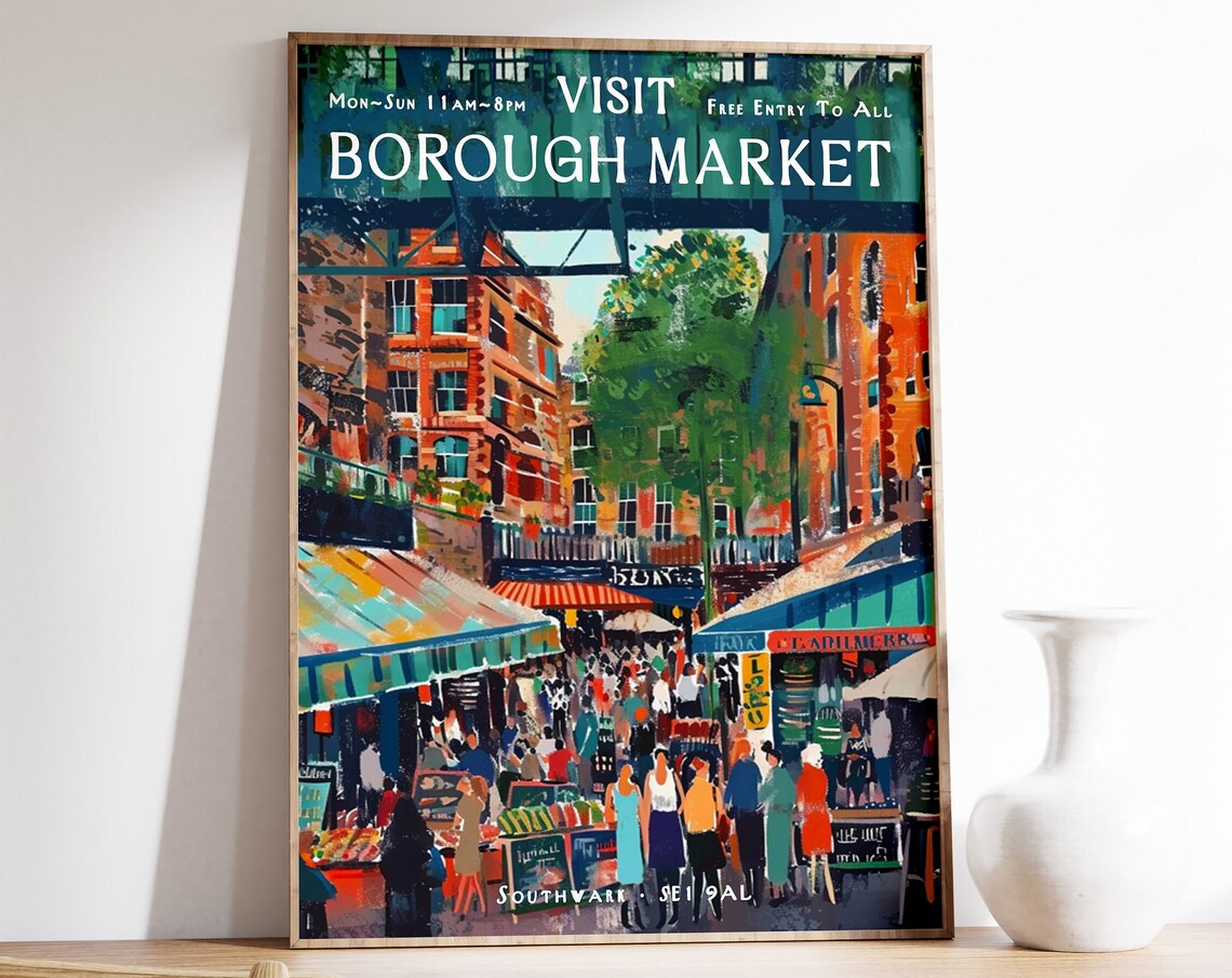 Borough Market Vintage London Travel Poster