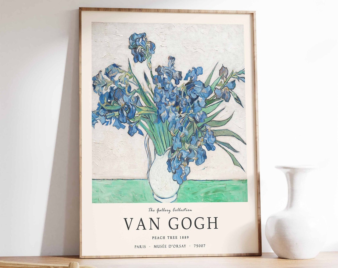 Van Gogh Blue Irises Flower Vase Classic Still Life Art Print