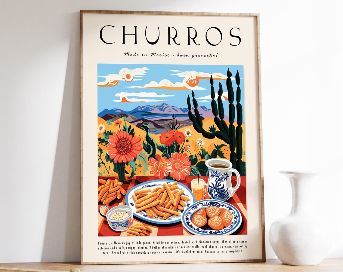 Churros Made in Mexico Dessert Latin Food Art Kitchen Poster