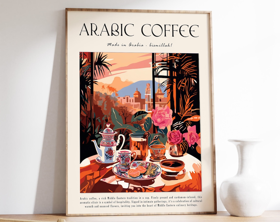 Arabic Coffee Retro Kitchen Wall Art Print