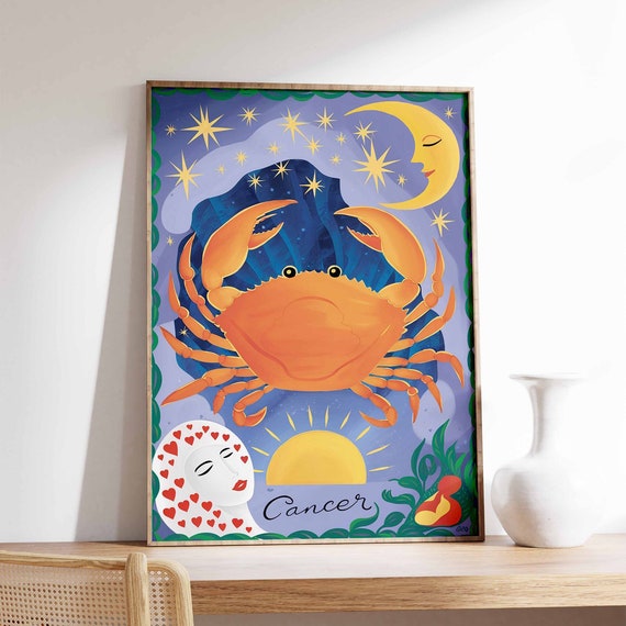 Cancer Poster Star Sign Poster Zodiac Print Birthday Gift Celestial Poster Astrology Art Boho Decor Bedroom Decor Spiritual Wall Art