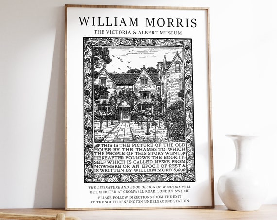 William Morris Floral Bird Art Print William Morris Exhibition Poster Vintage Poster Animal Art Floral Print Wall Art Decor