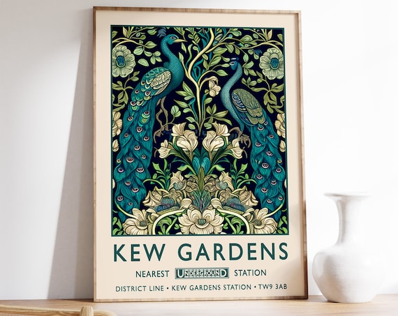 William Morris Peacock, Kew Gardens Vintage Poster