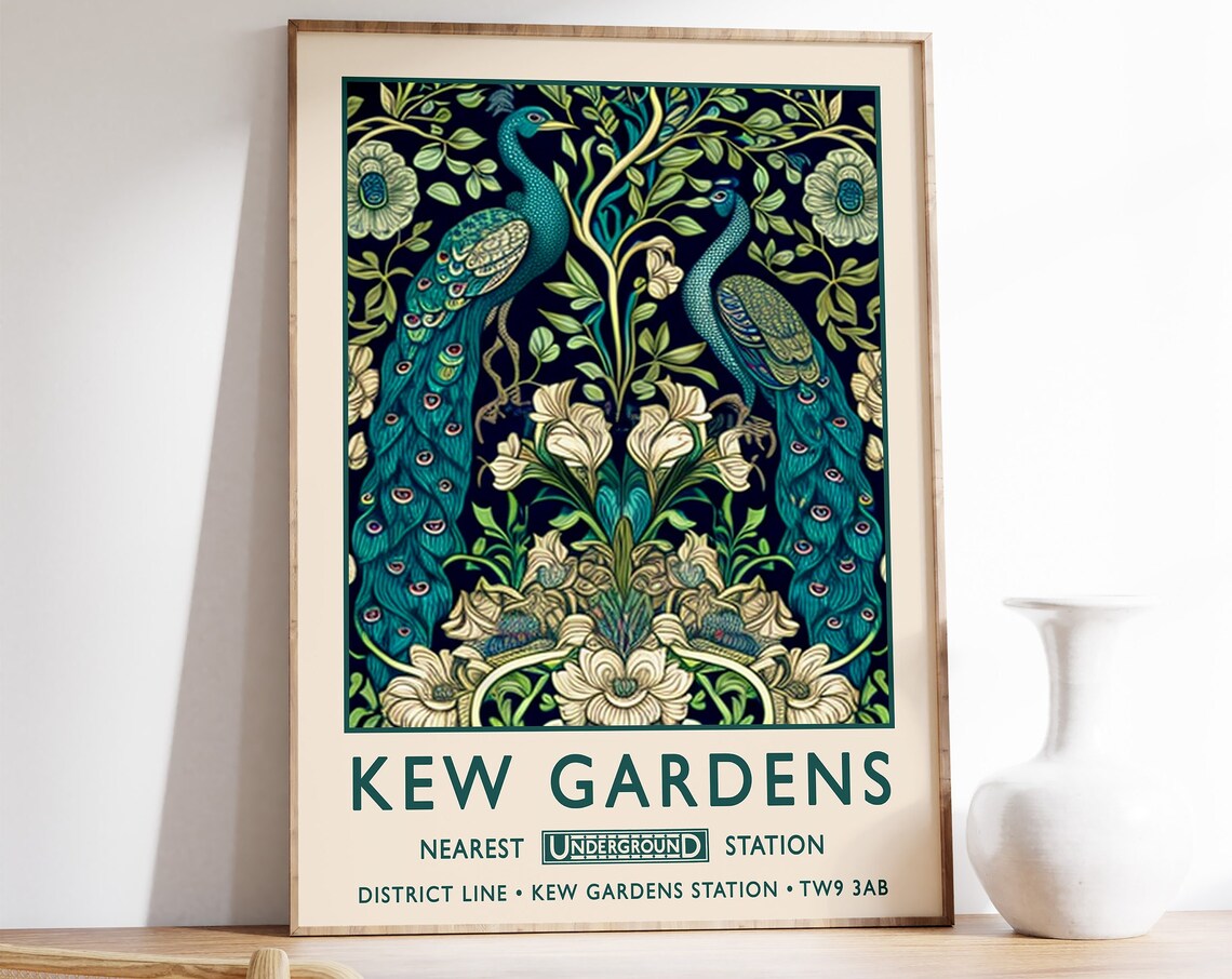 William Morris Peacock, Kew Gardens Vintage Poster