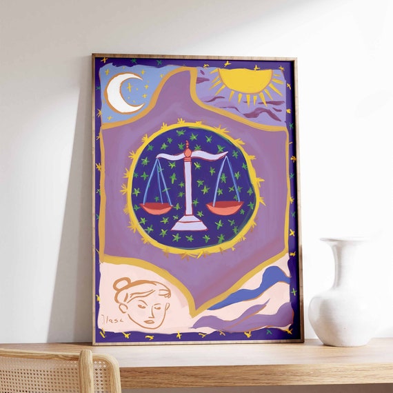 Libra Poster Star Sign Poster Zodiac Print Birthday Gift Celestial Poster Astrology Art Boho Decor Bedroom Decor Spiritual Wall Art