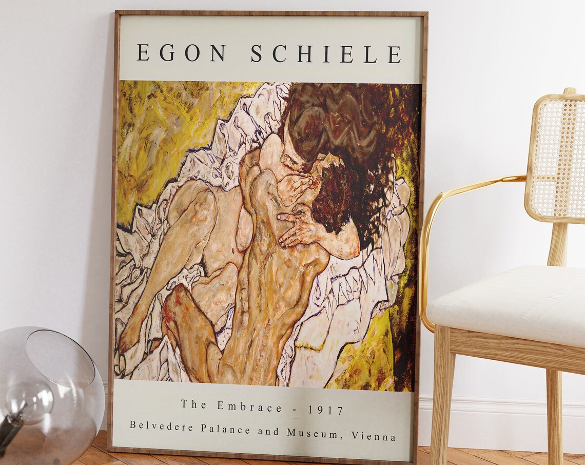 Egon Schiele The Embrace 1917 Expressionist Museum Art Poster
