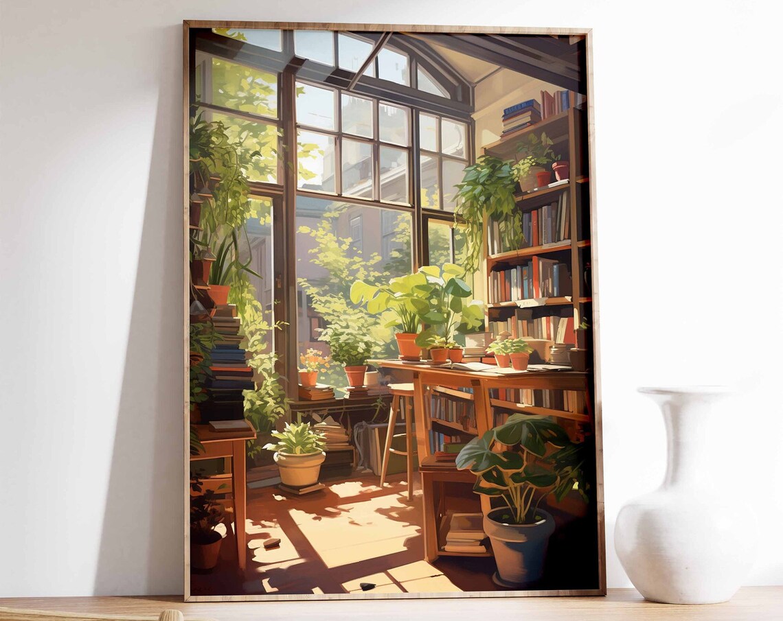 Vintage Library Book Shop Poster, Reading Gift