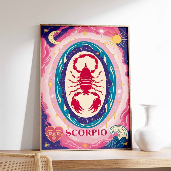 Scorpio Poster Star Sign Poster Zodiac Print Birthday Gift Celestial Poster Astrology Art Boho Decor Bedroom Decor Spiritual Art
