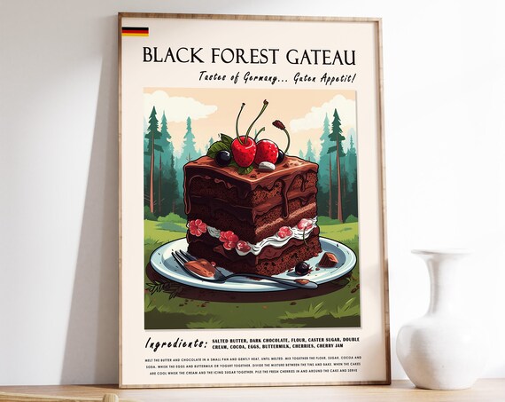 Black Forest Gateau Food Poster, Kitchen Decor