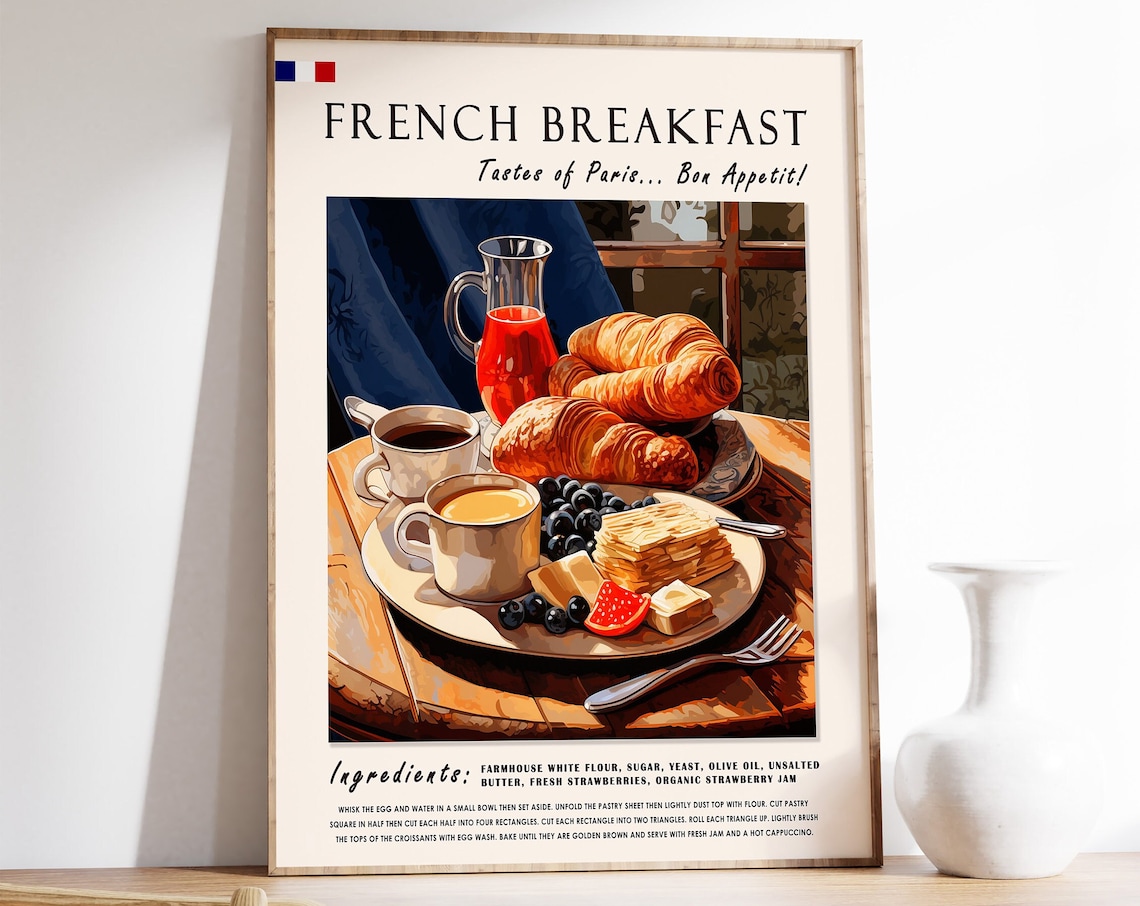 French Breakfast Croissants Kitchen Art Print