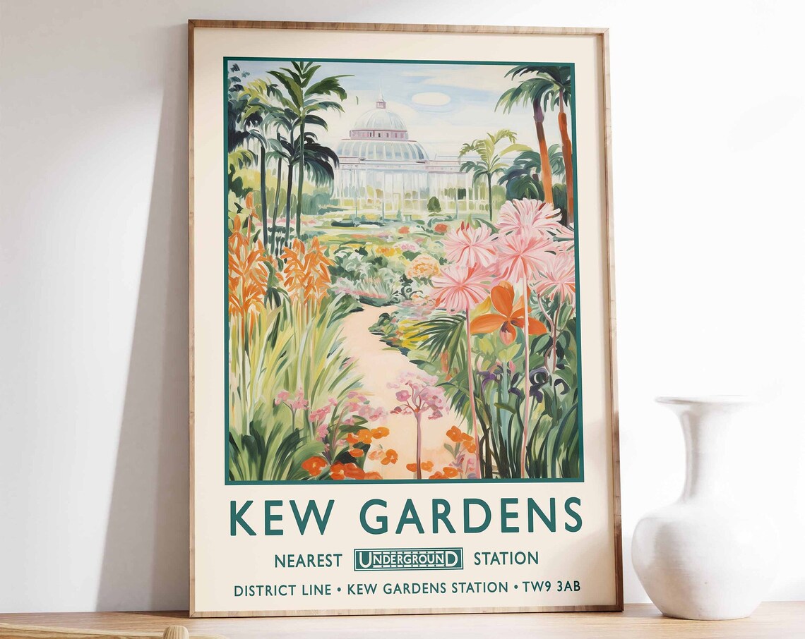 Kew Gardens Palm House Tropical Conservatory London Travel Poster