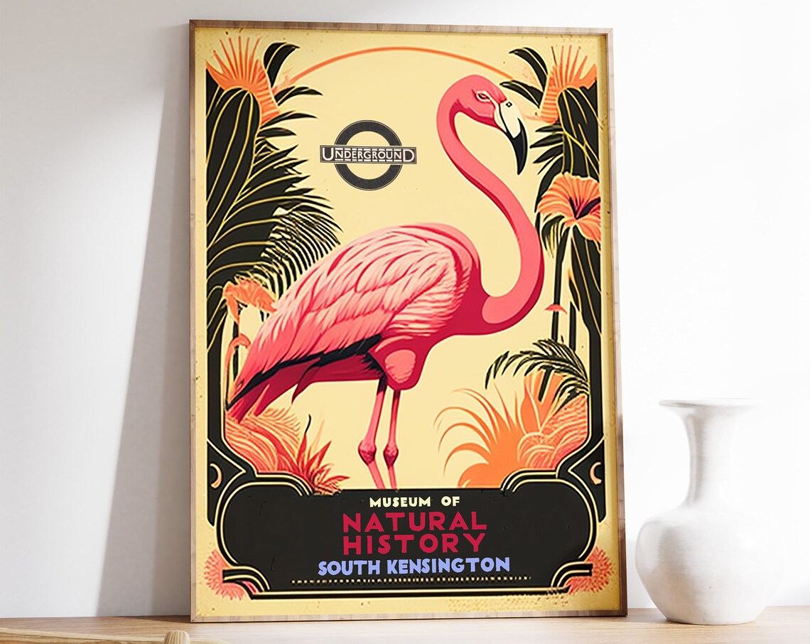 Vintage Museum Of Natural History Poster Flamingo Retro Museum Print Vintage Museum Print Vintage Wall Art Animal Art Gift A1a2a3a4