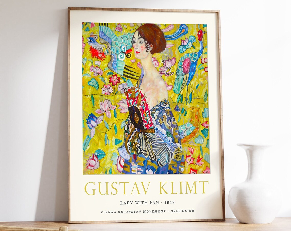 Gustav Klimt Lady With Fan Art Nouveau Poster