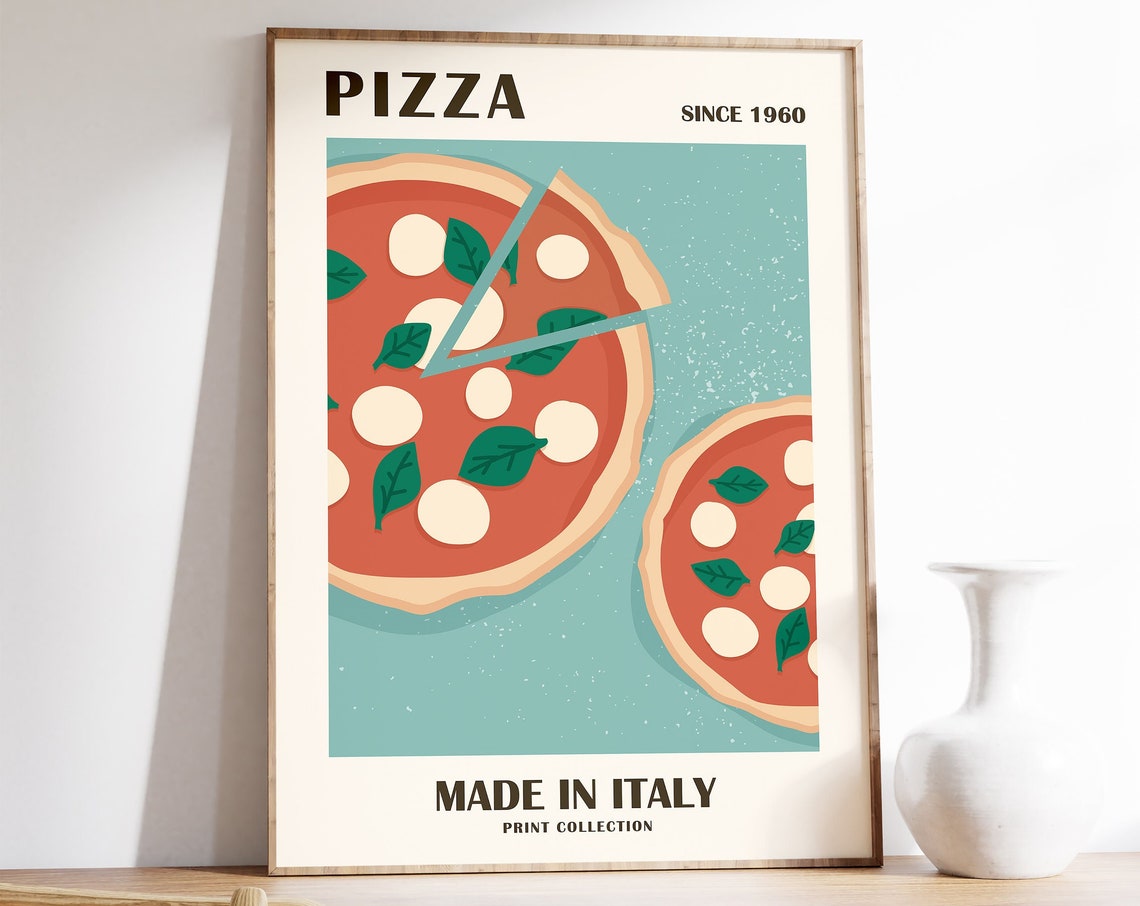 Pizza Made in Italy Since 1960 Margherita Kitchen Decor Poster