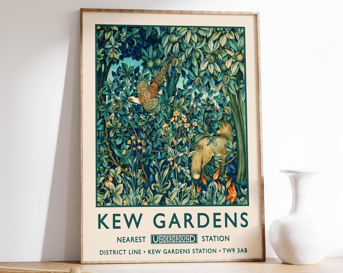Kew Gardens London Vintage Travel Poster District Line Woodland