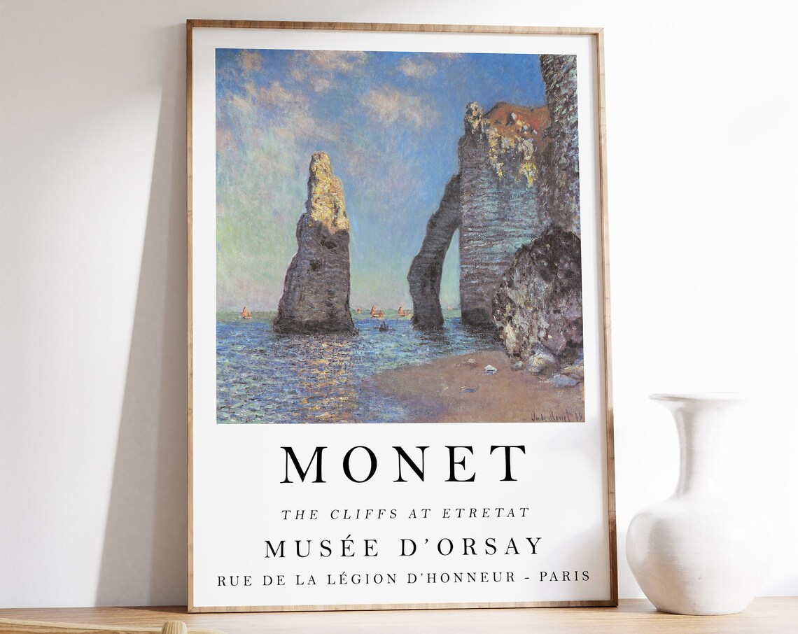 Claude Monet Cliffs At Etretat Art Print, Exhibition Poster