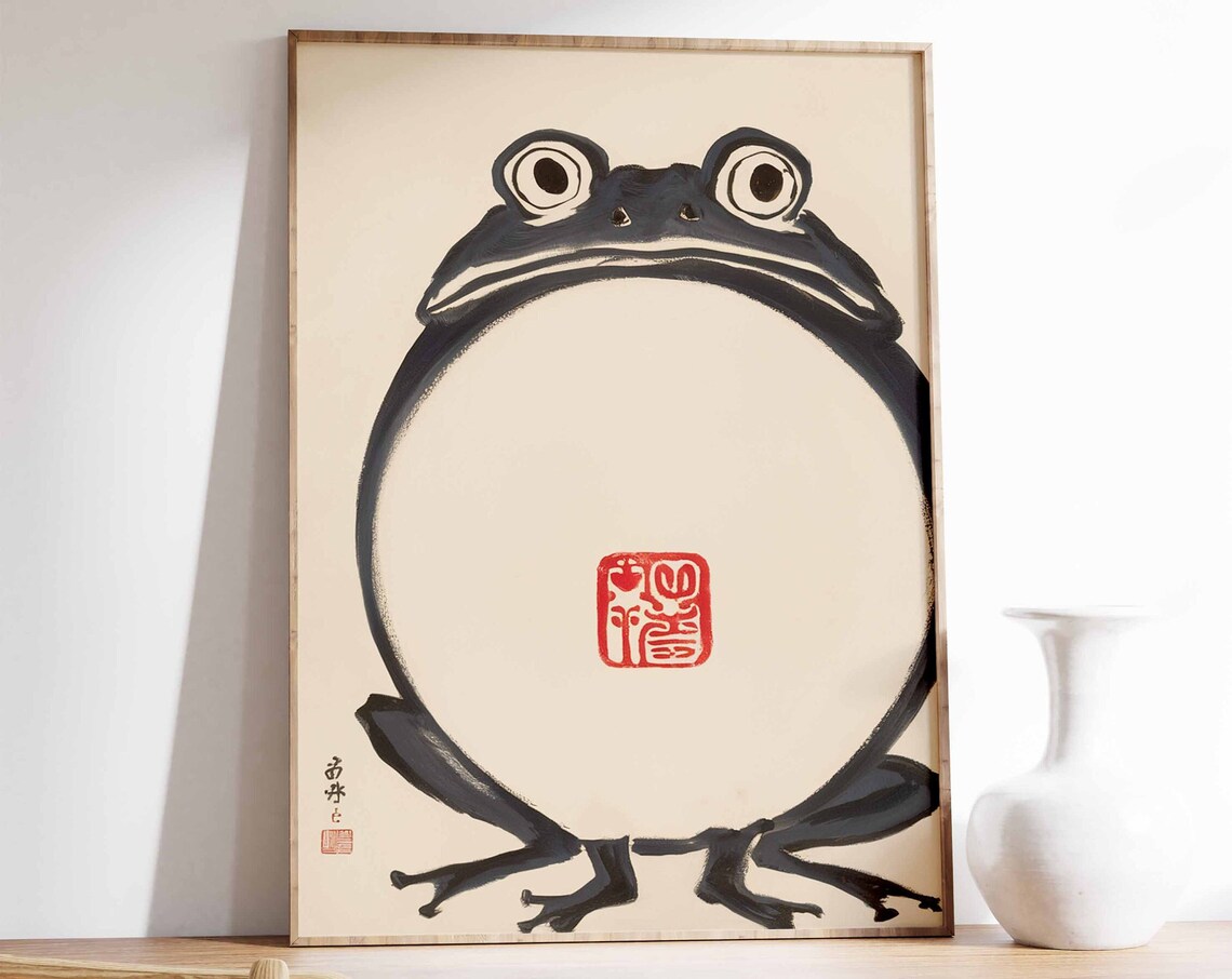 Matsumoto Hoji Japanese Frog Art Poster, Vintage