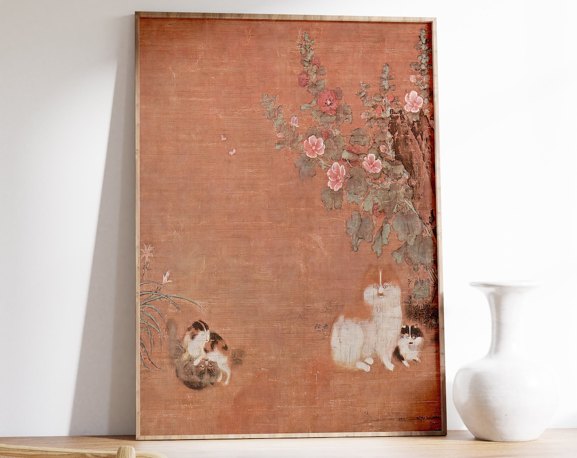 Japanese Cat Poster, Oriental Animal Art Print