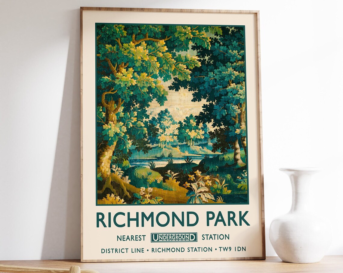 Richmond Park Vintage London Travel Poster