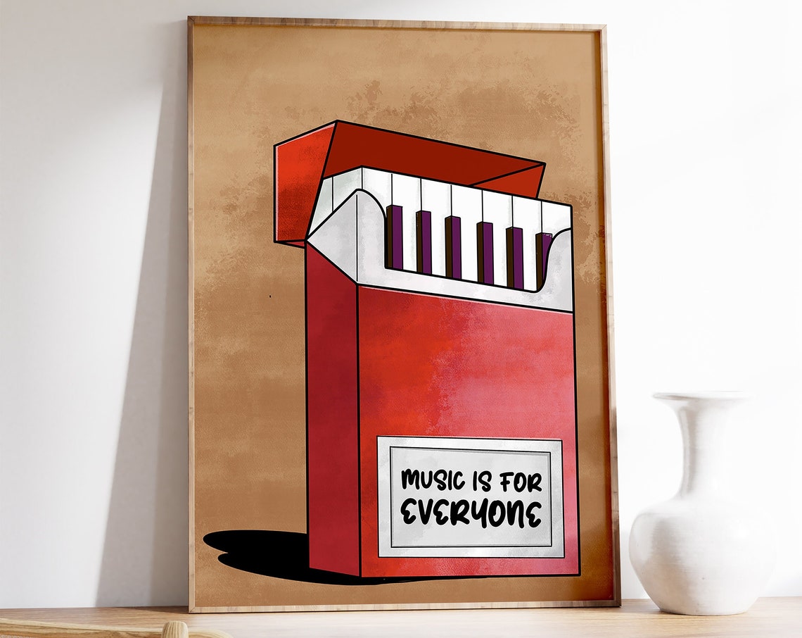 Piano Keys Cigarette Pack Music Is for Everyone Pop Art Poster