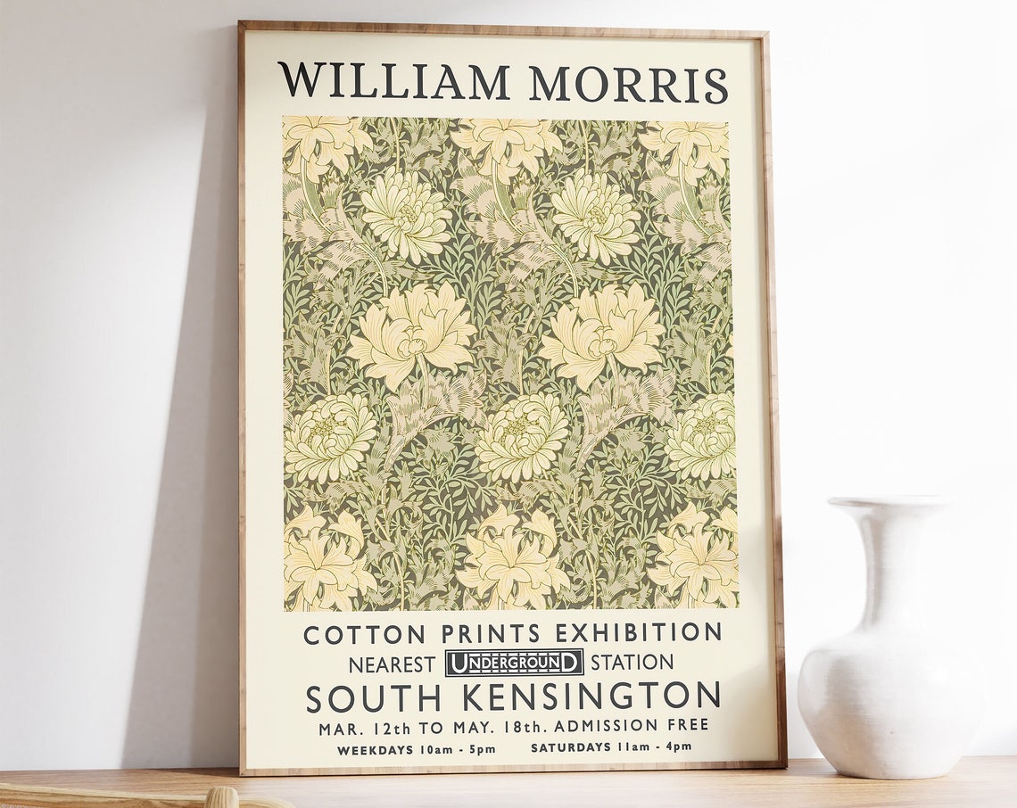 William Morris Cotton Prints Exhibition Vintage London Poster Art