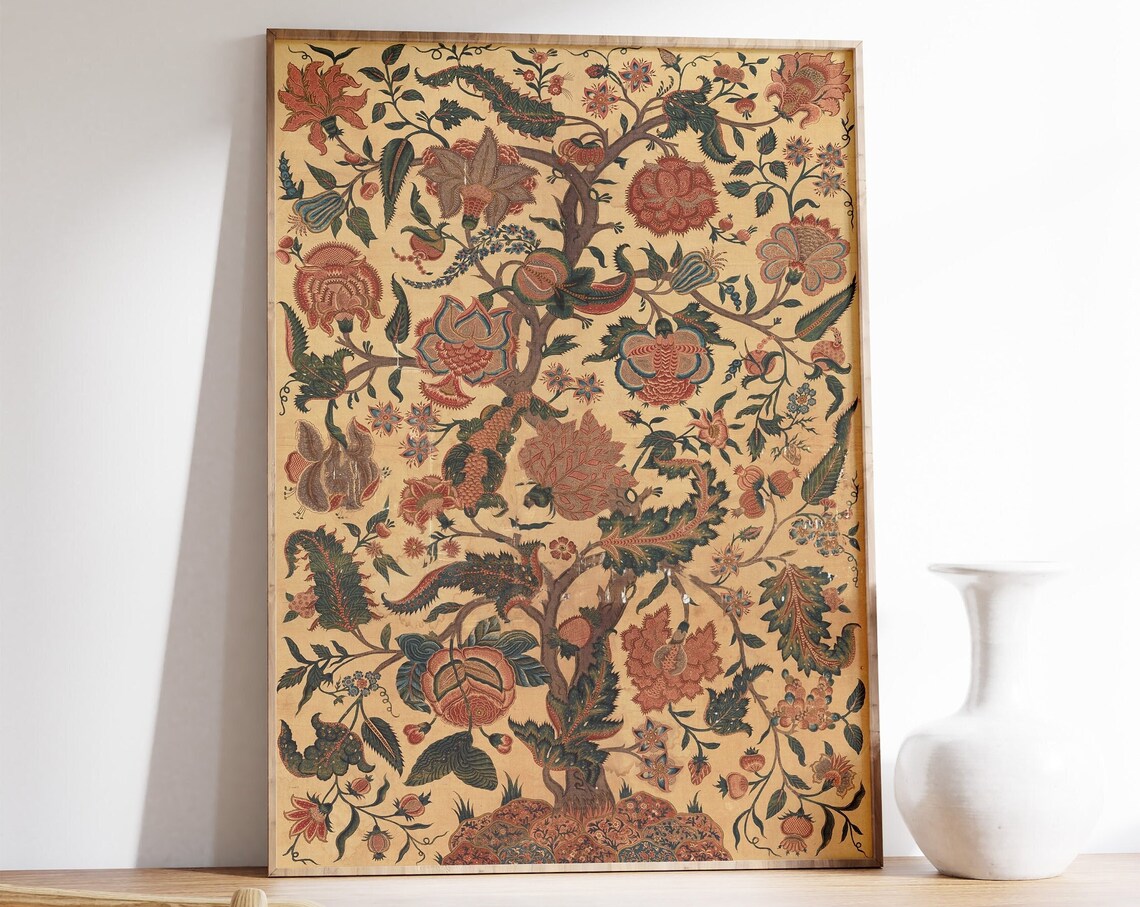 Indian Floral Tree of Life Chintz Botanical Textile Art Poster