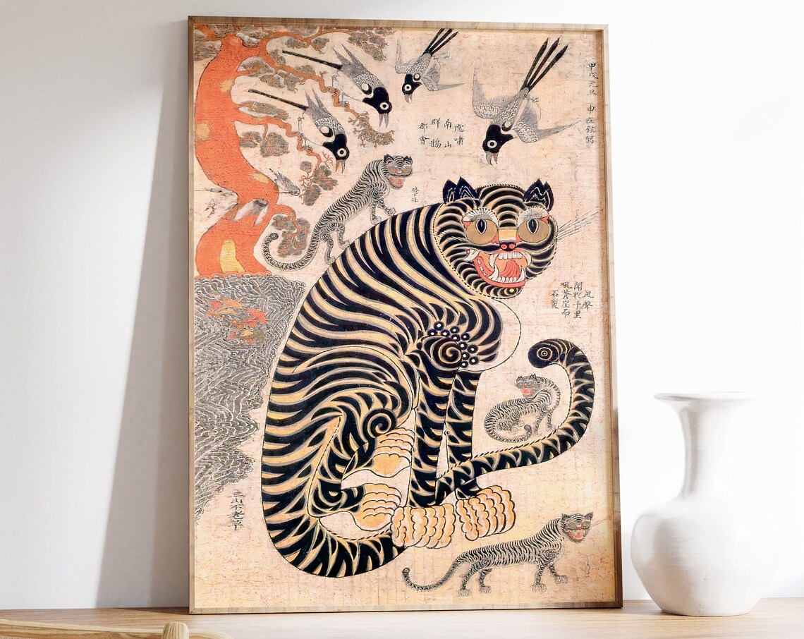 Vintage Tiger Art Print, Wild Animal Poster