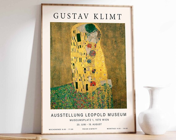 Gustav Klimt The Kiss Poster Gold Lovers Exhibition Art Museum