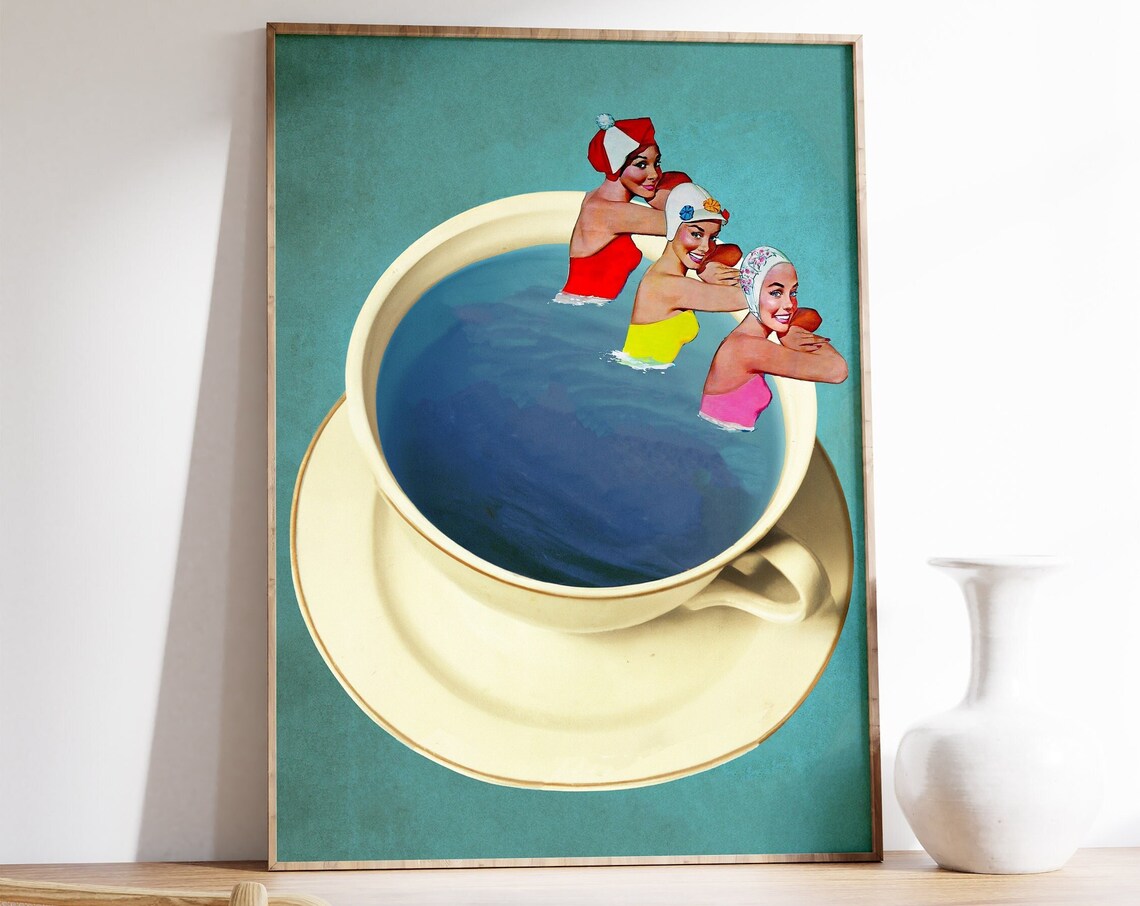 Swimming Pool Futurist Cyberpunk Art Poster