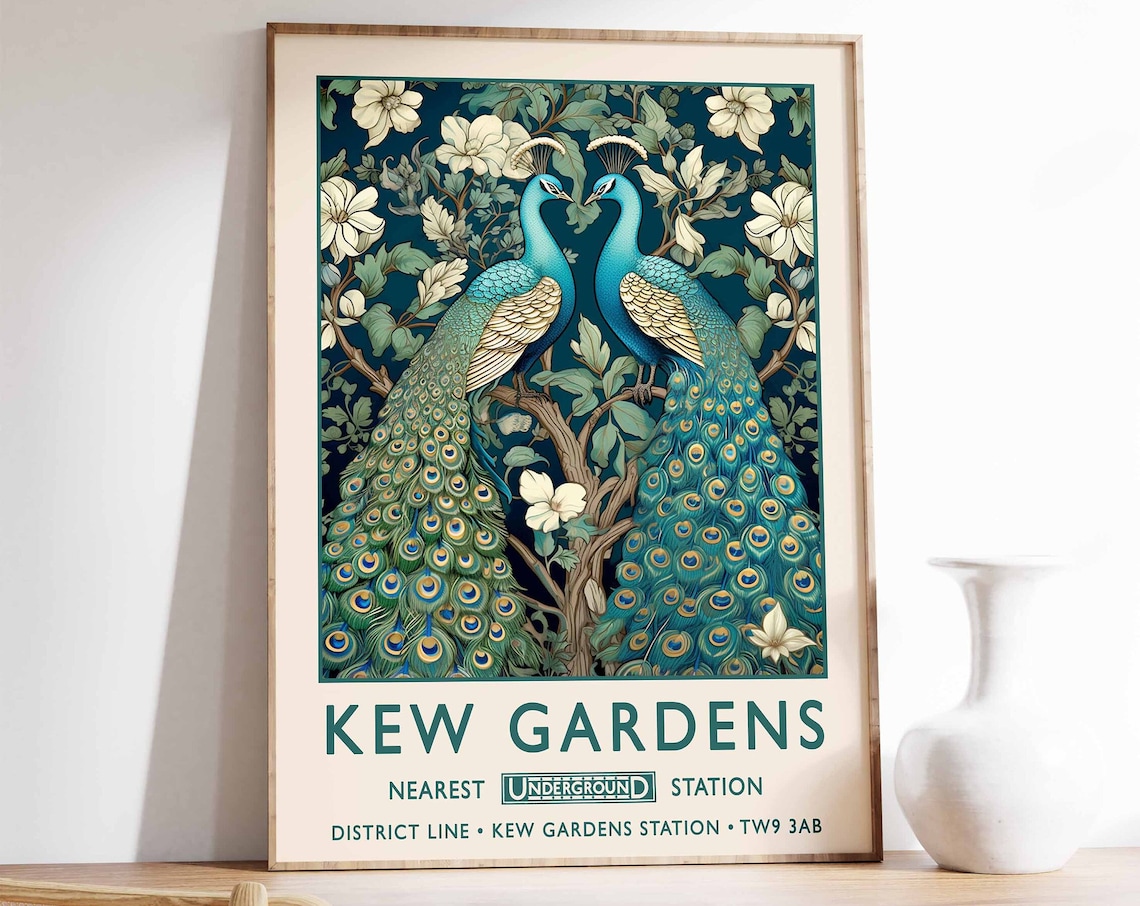 William Morris Peacock at Kew Gardens, Vintage Poster