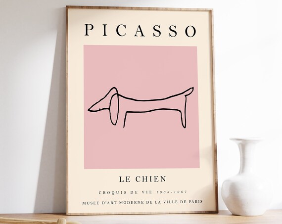 Picasso Le Chien Pink Dog Line Drawing Exhibition Gallery Poster