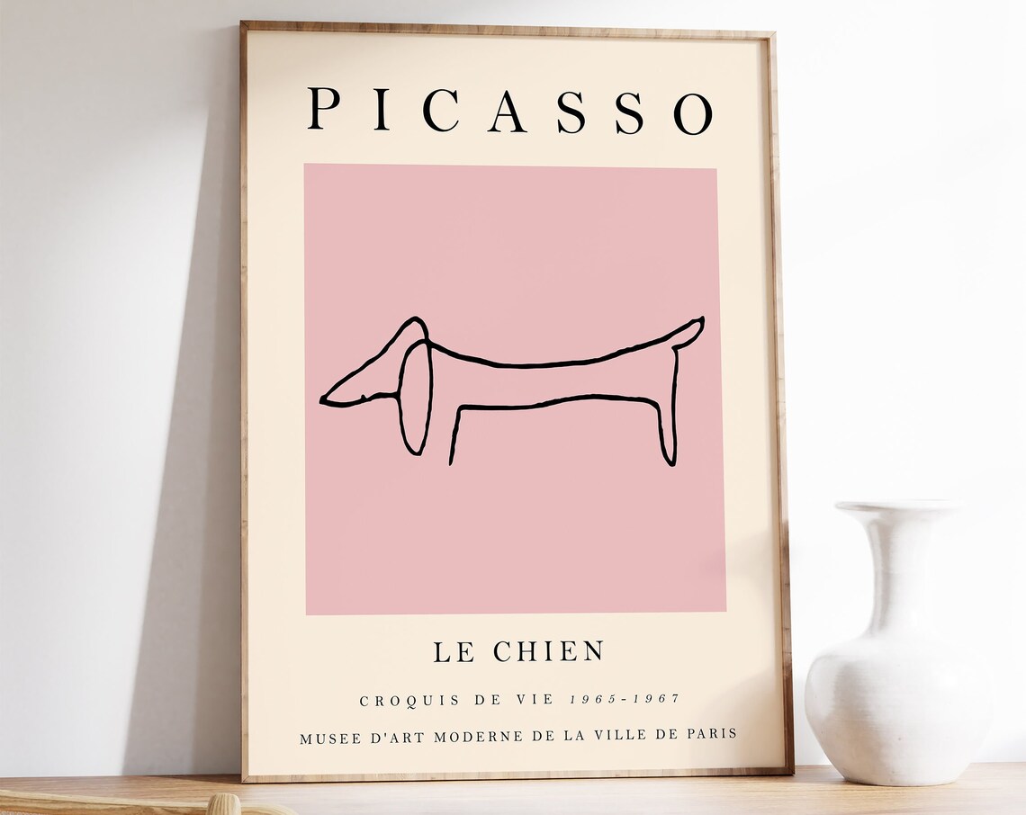 Picasso Le Chien Pink Dog Line Drawing Exhibition Gallery Poster