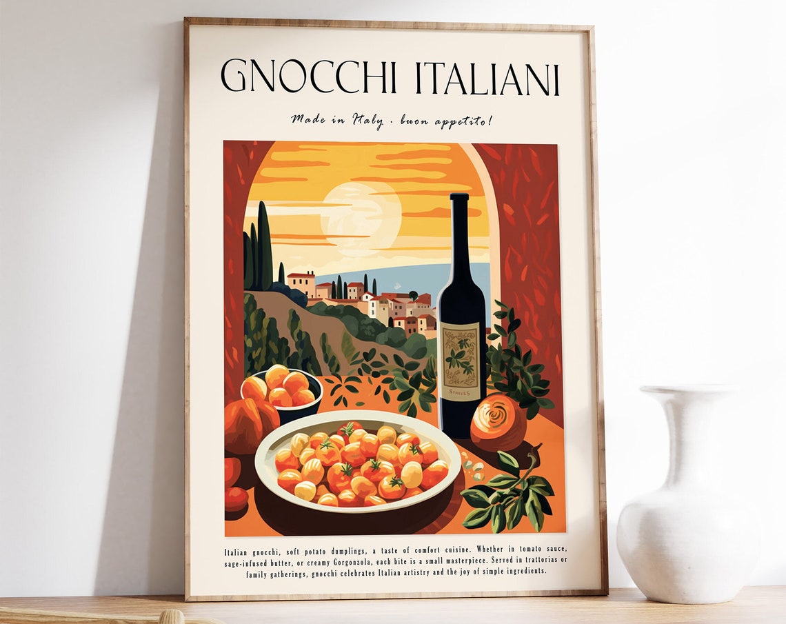 Gnocchi Italiani Made in Italy Vintage Food Kitchen Art Poster