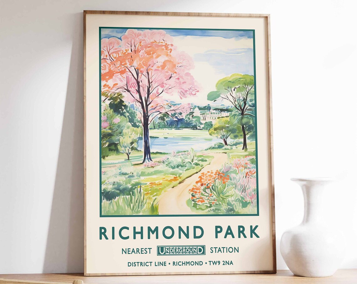 Richmond Park London Underground Style Travel Poster District Line