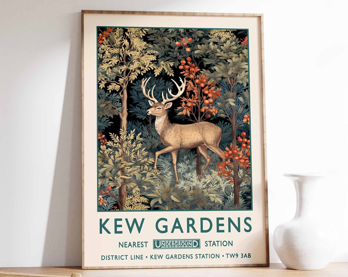 William Morris Deer Print, Kew Gardens London