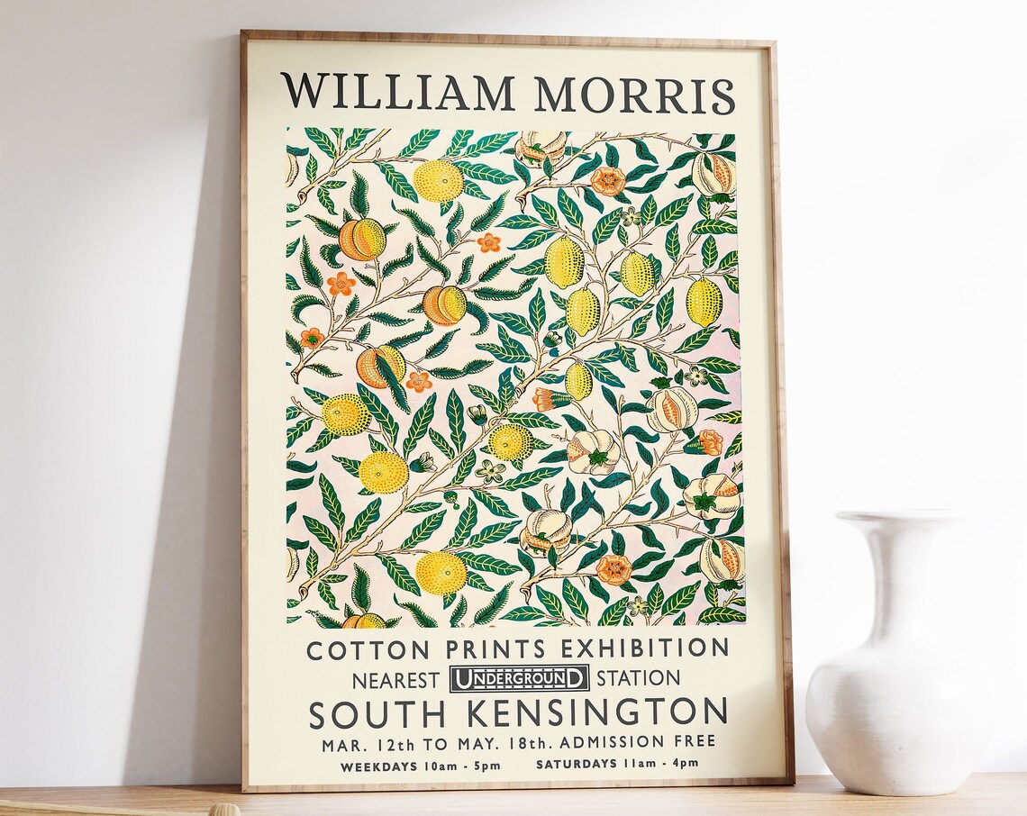 William Morris Exhibition Print, Vintage Textile Poster