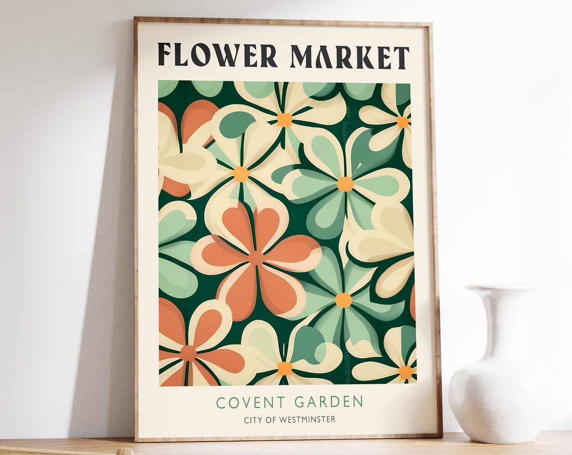 Flower Market Covent Garden Retro Floral Pattern Wall Poster