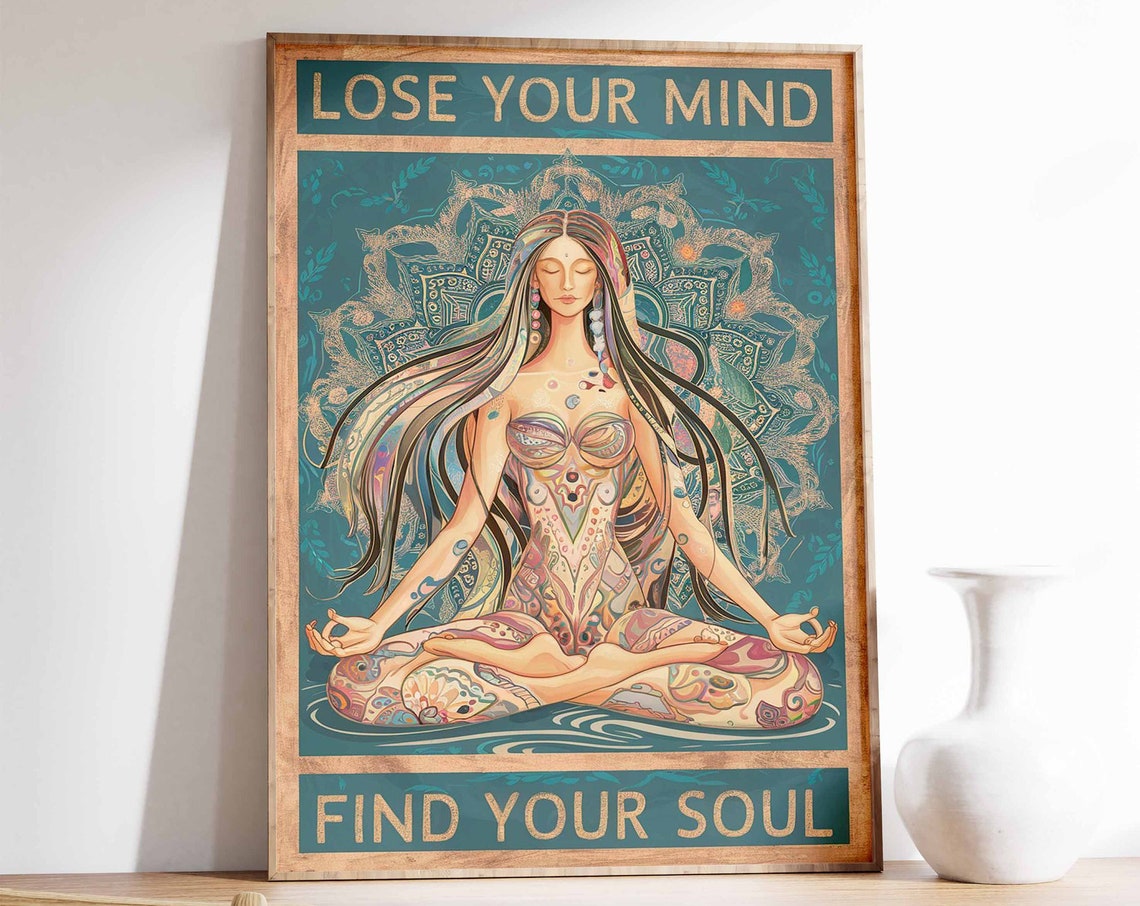 Lose Your Mind Find Your Soul Poster Spiritual Print Yoga Poster Floral Poster Tarot Print Atsrology Art Vintage Print Vintage Poster